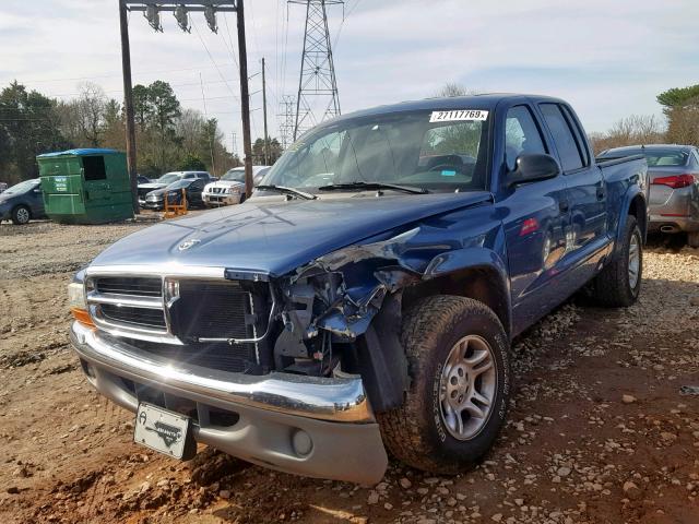 1D7HL48N84S548006 - 2004 DODGE DAKOTA QUA BLUE photo 2