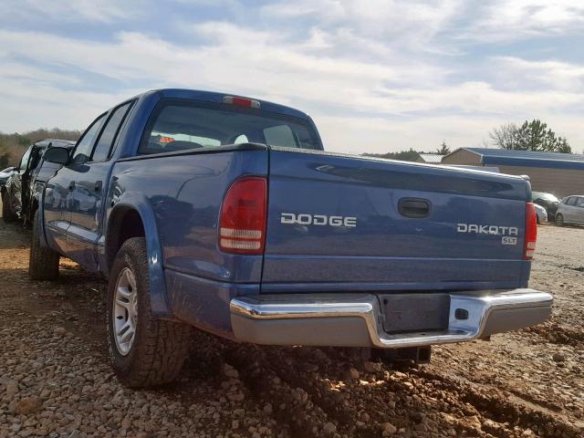 1D7HL48N84S548006 - 2004 DODGE DAKOTA QUA BLUE photo 3