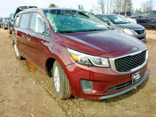 KNDMB5C12G6161292 - 2016 KIA SEDONA LX MAROON photo 1