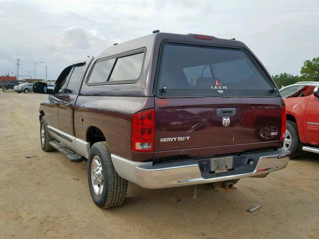 3D7KR28C45G727742 - 2005 DODGE RAM 2500 S MAROON photo 3