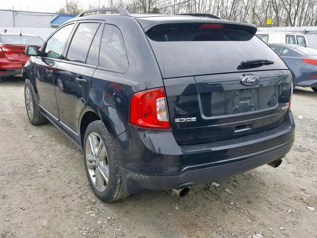 2FMDK3J97DBA06663 - 2013 FORD EDGE SEL BLACK photo 3