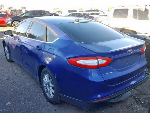 3FA6P0G74GR359778 - 2016 FORD FUSION S BLUE photo 3