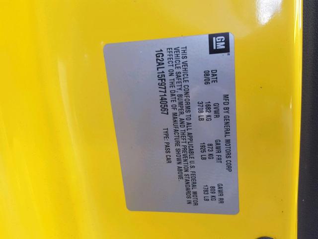 1G2AL15F977140567 - 2007 PONTIAC G5 YELLOW photo 10