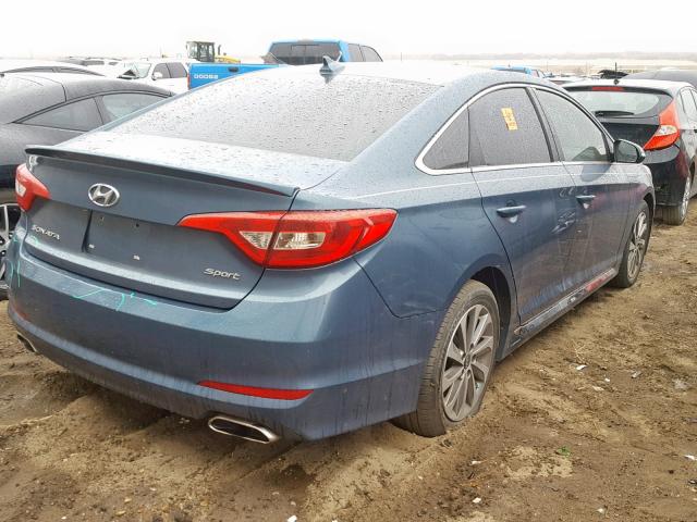 5NPE34AF2FH049560 - 2015 HYUNDAI SONATA SPO BLUE photo 4