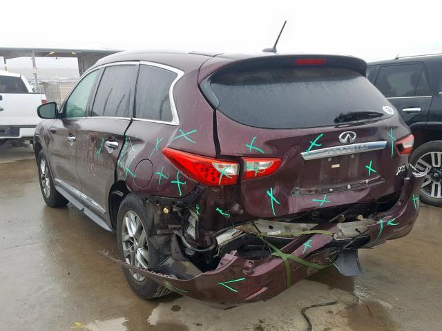 5N1AL0MN4DC337997 - 2013 INFINITI JX35 MAROON photo 3