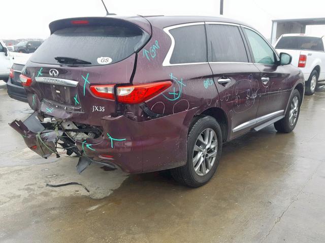 5N1AL0MN4DC337997 - 2013 INFINITI JX35 MAROON photo 4