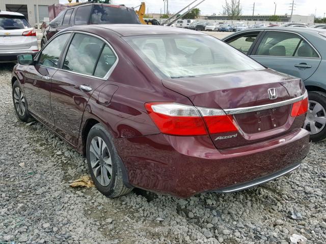 1HGCR2F39FA124398 - 2015 HONDA ACCORD LX MAROON photo 3