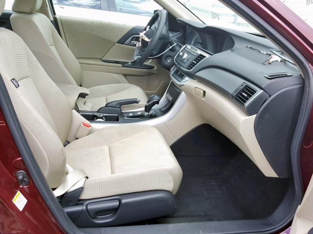 1HGCR2F39FA124398 - 2015 HONDA ACCORD LX MAROON photo 5