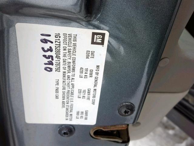 1G1ZT52804F178792 - 2004 CHEVROLET MALIBU LS Mavi foto 10