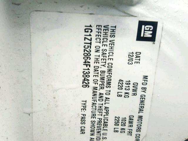 1G1ZT52864F138426 - 2004 CHEVROLET MALIBU LS Ağ foto 10