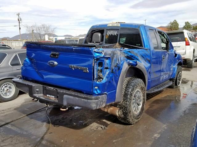 1FTEX1R63BFC49522 - 2011 FORD F150 SVT R BLUE photo 4