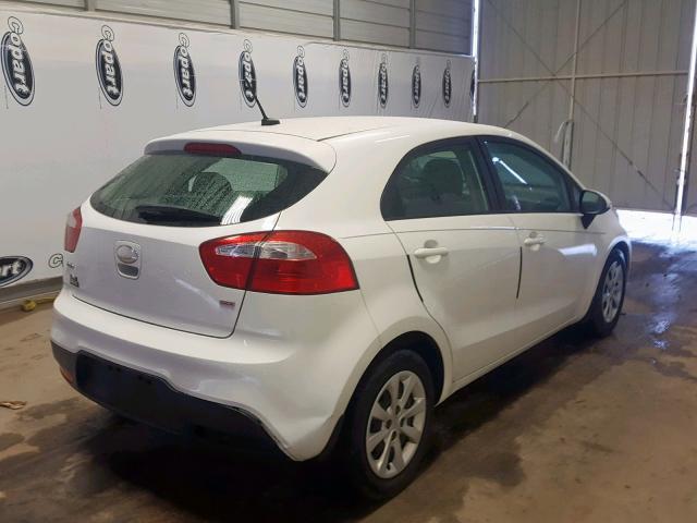 KNADM5A38E6373381 - 2014 KIA RIO LX WHITE photo 4