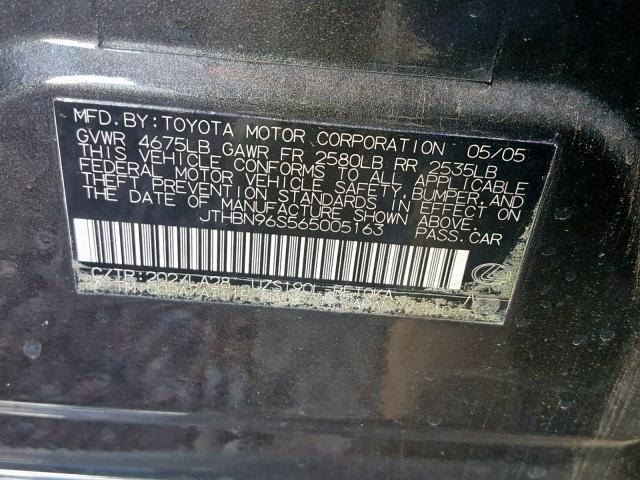 JTHBN96S565005163 - 2006 LEXUS GS GENERAT GRAY photo 10