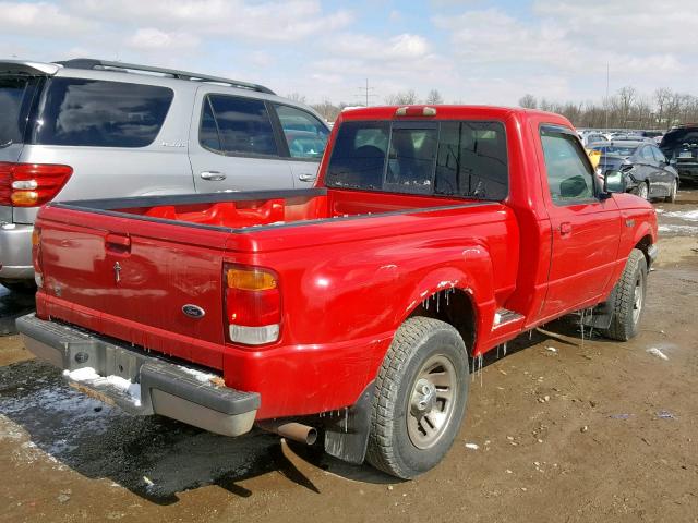 1FTYR10C0WPB66740 - 1998 FORD RANGER RED photo 4