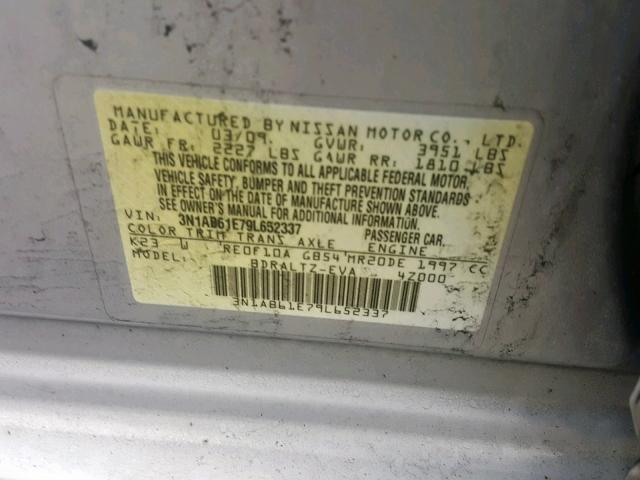 3N1AB61E79L652337 - 2009 NISSAN SENTRA 2.0 SILVER photo 10