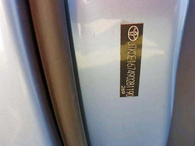 JTKDE167490281190 - 2009 TOYOTA SCION TC BLUE photo 10