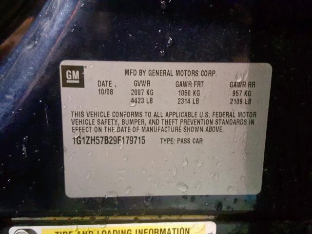 1G1ZH57B29F179715 - 2009 CHEVROLET MALIBU 1LT BLUE photo 10