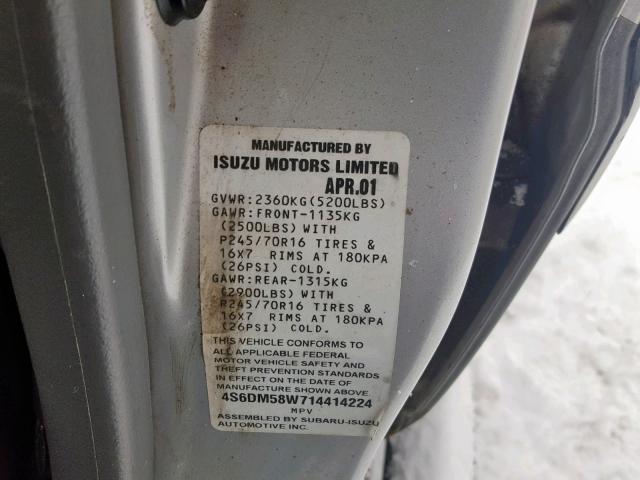 4S6DM58W714414224 - 2001 HONDA PASSPORT E 银色 照片 10