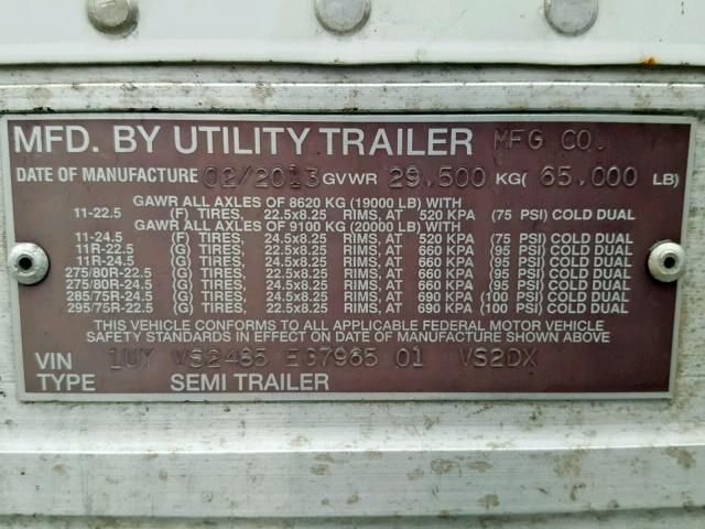 1UYVS2485EG796501 - 2014 UTILITY TRAILER WHITE photo 10