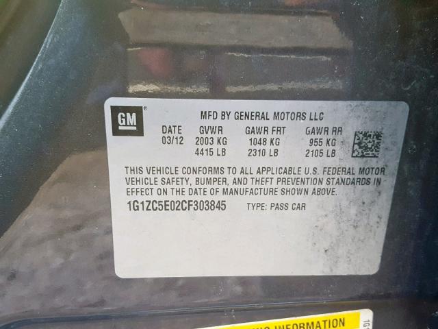 1G1ZC5E02CF303845 - 2012 CHEVROLET MALIBU 1LT 灰色 照片 10