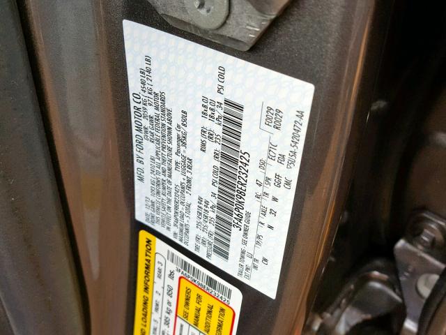 3FA6P0K98ER232425 - 2014 FORD FUSION TIT GRAY photo 10