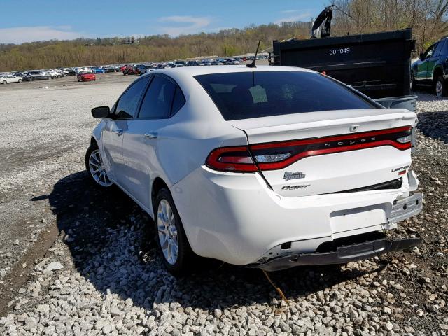 1C3CDFCH8DD303634 - 2013 DODGE DART LIMIT WHITE photo 3