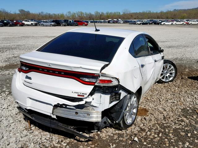 1C3CDFCH8DD303634 - 2013 DODGE DART LIMIT WHITE photo 4