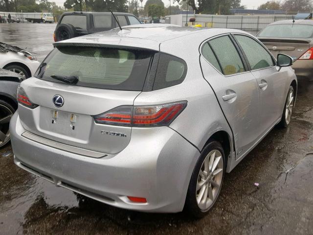 JTHKD5BH3D2164588 - 2013 LEXUS CT 200 SILVER photo 4