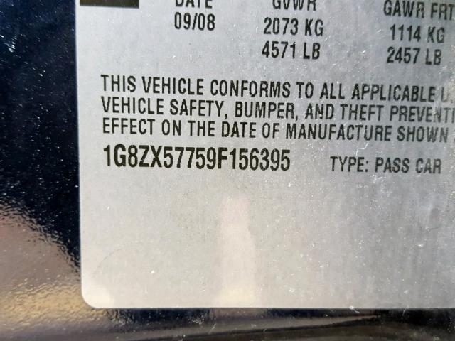 1G8ZX57759F156395 - 2009 SATURN AURA XR BLUE photo 10