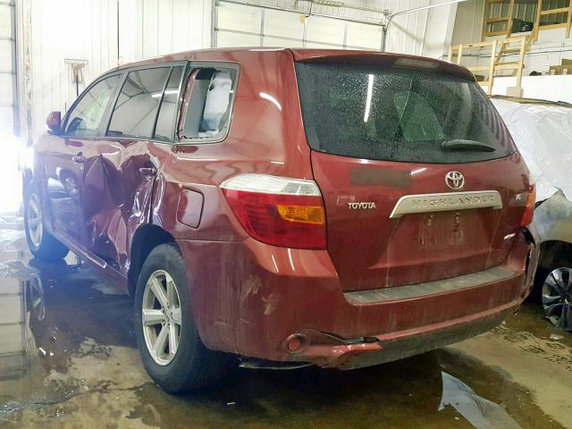 JTEES41A382029213 - 2008 TOYOTA HIGHLANDER RED photo 3