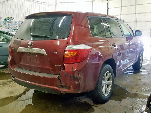 JTEES41A382029213 - 2008 TOYOTA HIGHLANDER RED photo 4