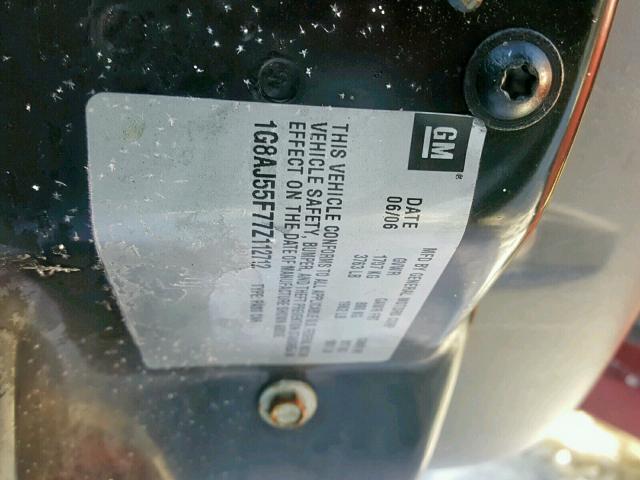 1G8AJ55F77Z112712 - 2007 SATURN ION LEVEL RED photo 10