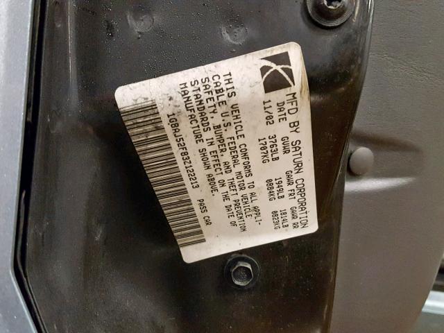 1G8AJ52F83Z122213 - 2003 SATURN ION LEVEL BLUE photo 10