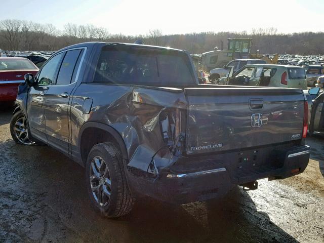 5FPYK3F71HB013783 - 2017 HONDA RIDGELINE GRAY photo 3