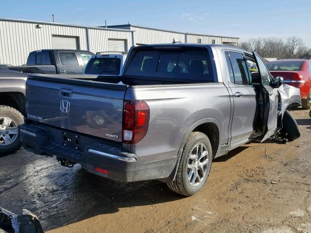 5FPYK3F71HB013783 - 2017 HONDA RIDGELINE GRAY photo 4