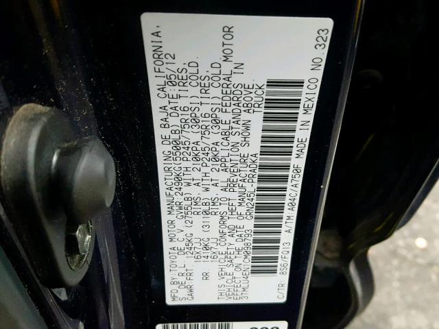 3TMLU4EN1CM098793 - 2012 TOYOTA TACOMA DOU 灰色 照片 10