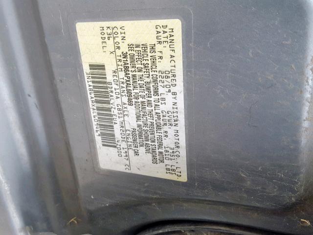 3N1AB6APXAL609469 - 2010 NISSAN SENTRA 2.0 SILVER photo 10