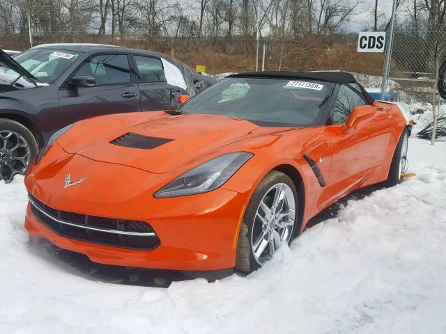 1G1YD3D77K5102085 - 2019 CHEVROLET CORVETTE S ORANGE photo 2