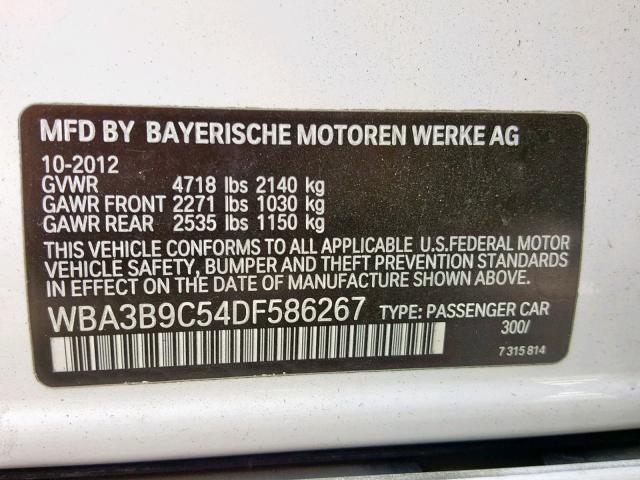 WBA3B9C54DF586267 - 2013 BMW 335 XI WHITE photo 10