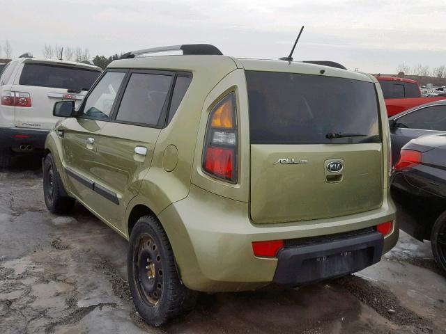 KNDJT2A22A7041438 - 2010 KIA SOUL + GREEN photo 3