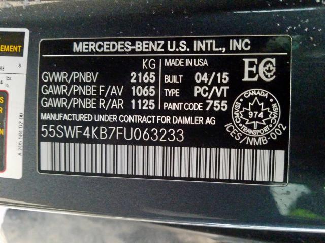 55SWF4KB7FU063233 - 2015 MERCEDES-BENZ C 300 4MATIC  photo 10