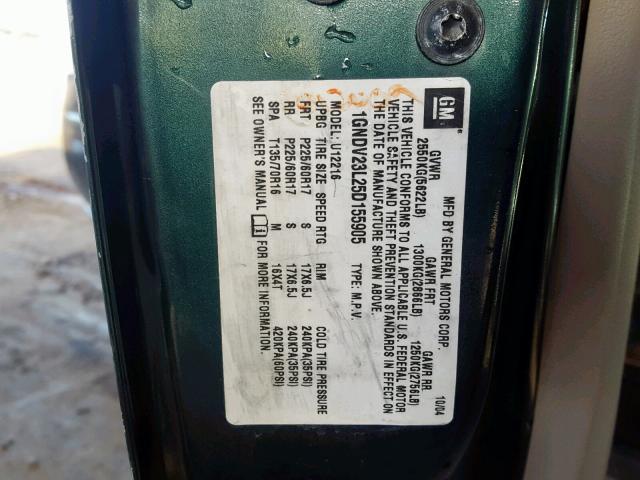 1GNDV23L25D155905 - 2005 CHEVROLET UPLANDER L 绿色 照片 10