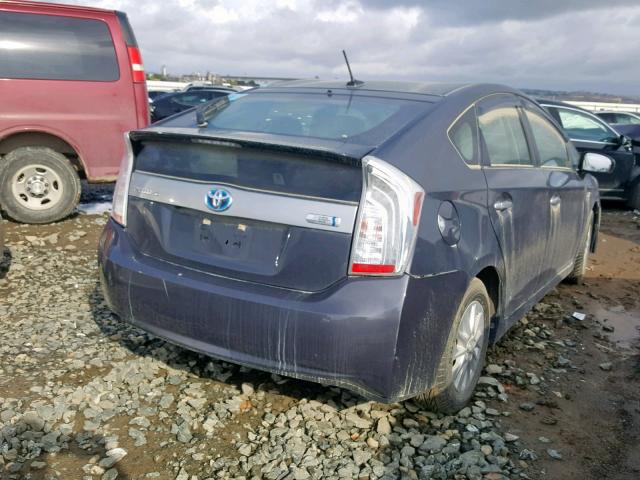 JTDKN3DP9E3062523 - 2014 TOYOTA PRIUS PLUG GRAY photo 4