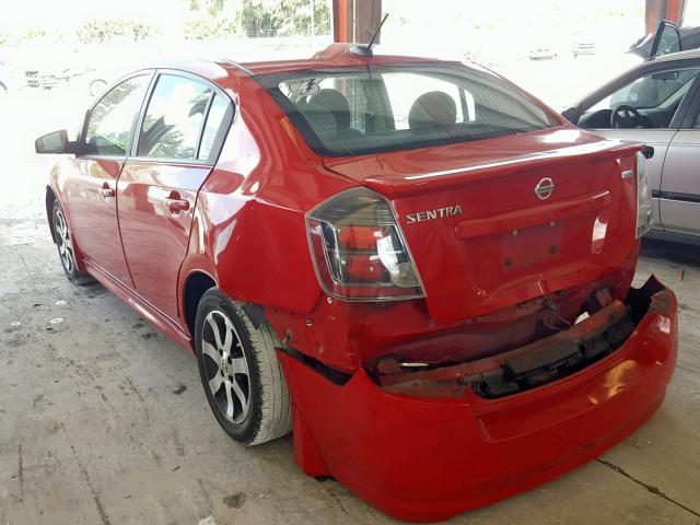 3N1AB6AP9CL655331 - 2012 NISSAN SENTRA 2.0 RED photo 3