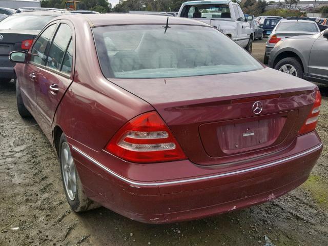 WDBRF61JX2F261778 - 2002 MERCEDES-BENZ C 240 RED photo 3