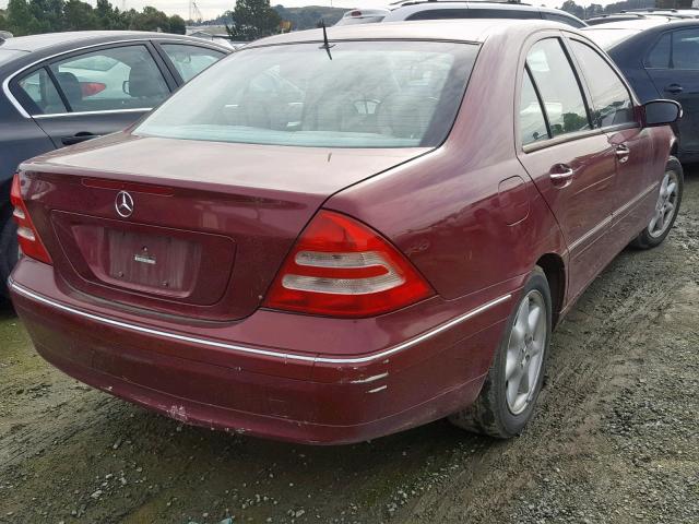 WDBRF61JX2F261778 - 2002 MERCEDES-BENZ C 240 RED photo 4