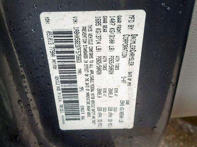 1A8HX58237F575663 - 2007 CHRYSLER ASPEN LIMI GRAY photo 10