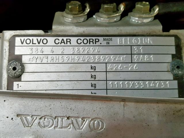 YV1RH59H942389294 - 2004 VOLVO S60 2.5T SILVER photo 10