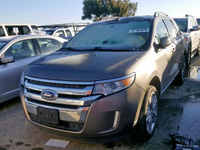 2FMDK3JCXDBE26543 - 2013 FORD EDGE SEL GRAY photo 2