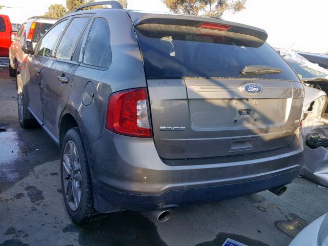 2FMDK3JCXDBE26543 - 2013 FORD EDGE SEL GRAY photo 3